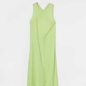 H&M lime green linen slit detail dress